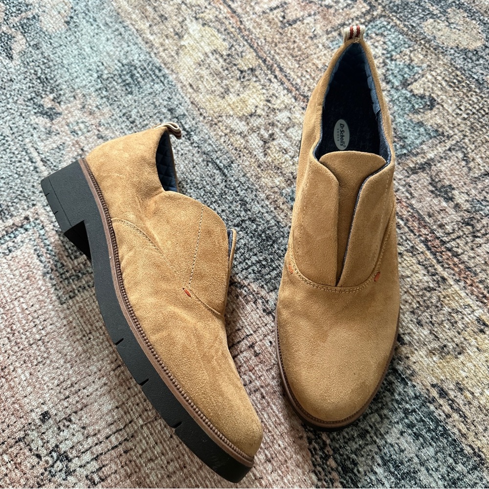 Dr. Scholl's Tan Suede Slip-On Heeled Loafers